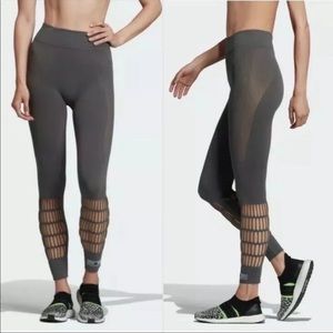 Adidas by Stella McCartney Gray Orange Warp Seamless Knit Activewear Leggings